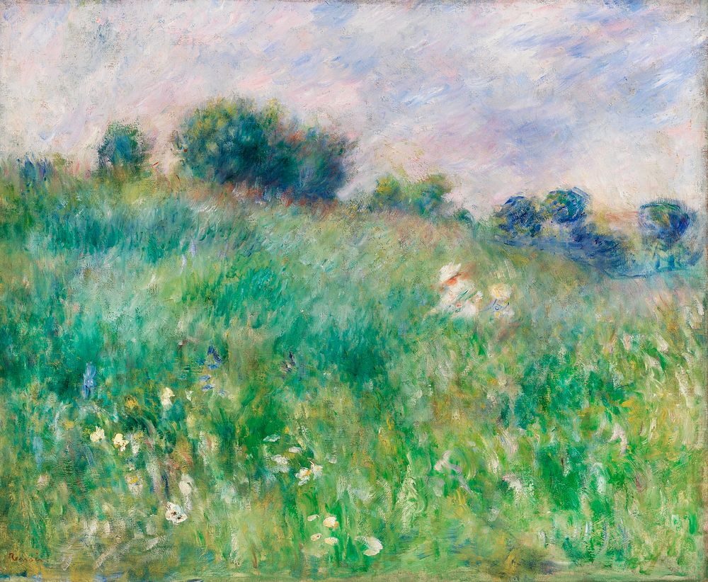 Meadow (La Prairie) (1880) by Pierre-Auguste Renoir. Original from Barnes Foundation. Digitally enhanced by rawpixel.