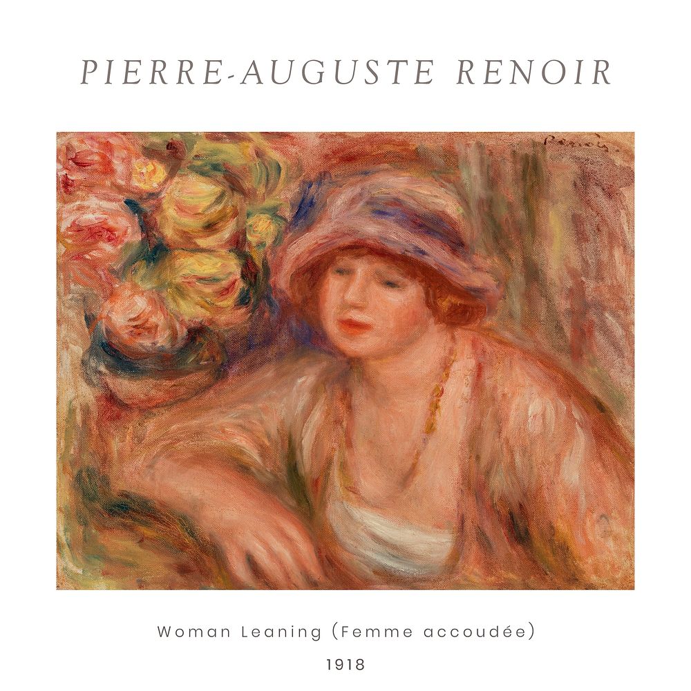 Auguste Renoir art print, famous painting, Woman Leaning (Femme accoud&eacute;e)