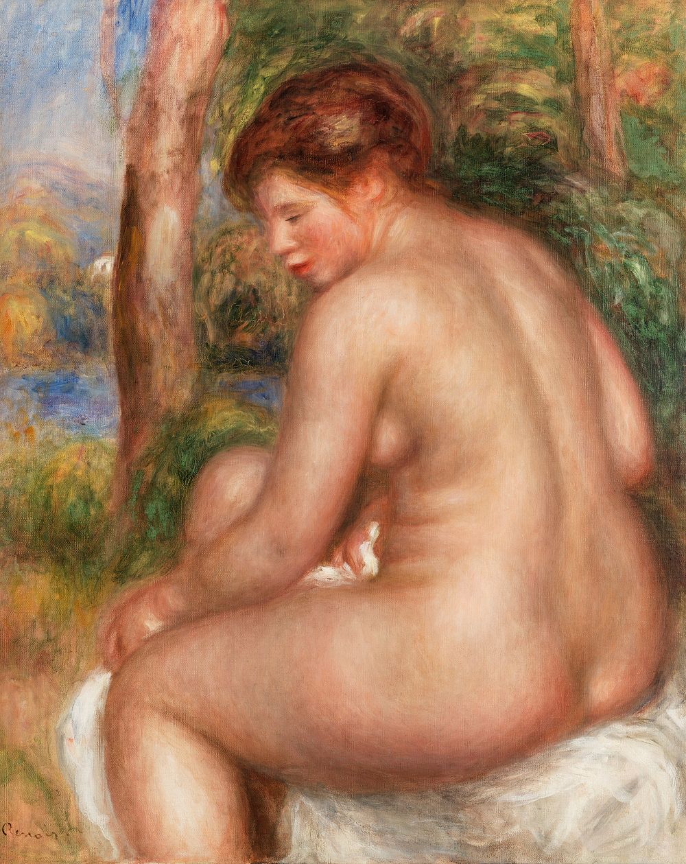 Bather in Three-Quarter View (Baigneuse vue de trois quarts) (1911) by Pierre-Auguste Renoir. Original from Barnes…