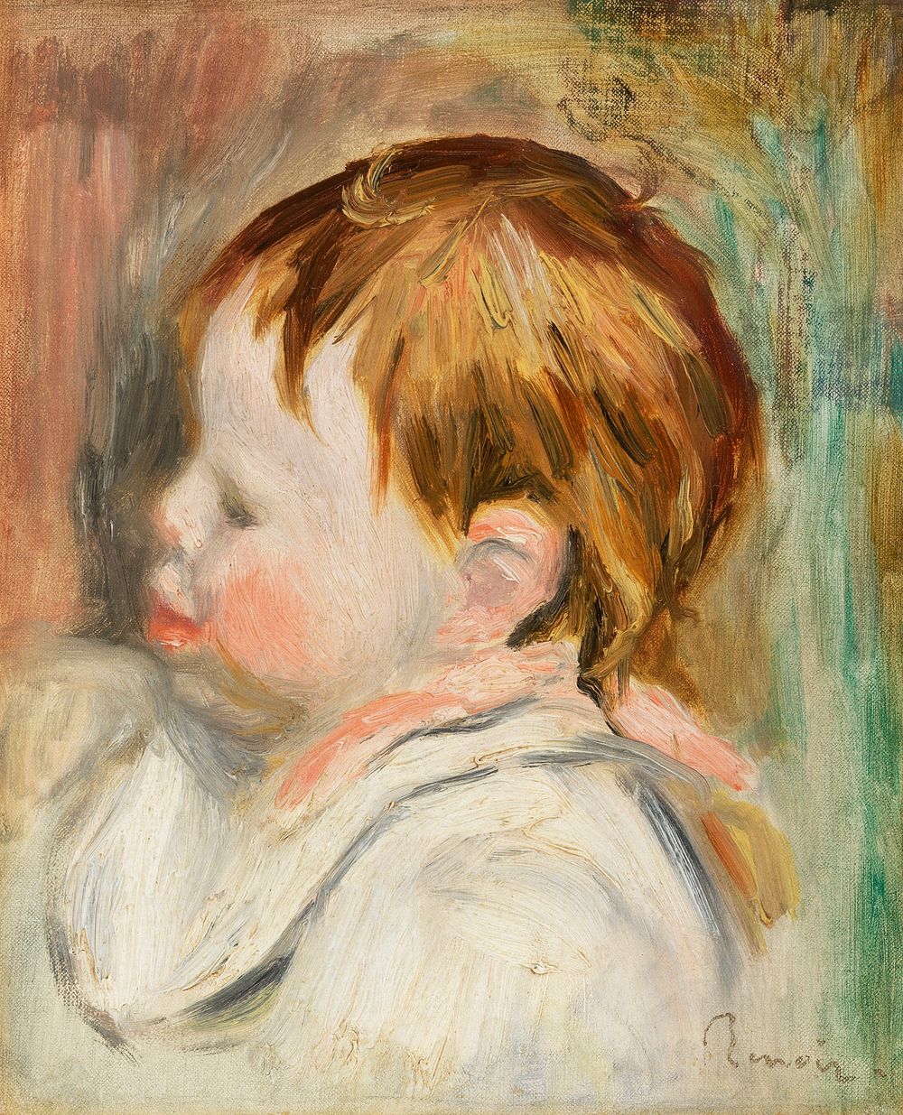 Baby's Head (T&ecirc;te d'enfant, profil &agrave; gauche) (1895) by Pierre-Auguste Renoir. Original from Barnes Foundation.…