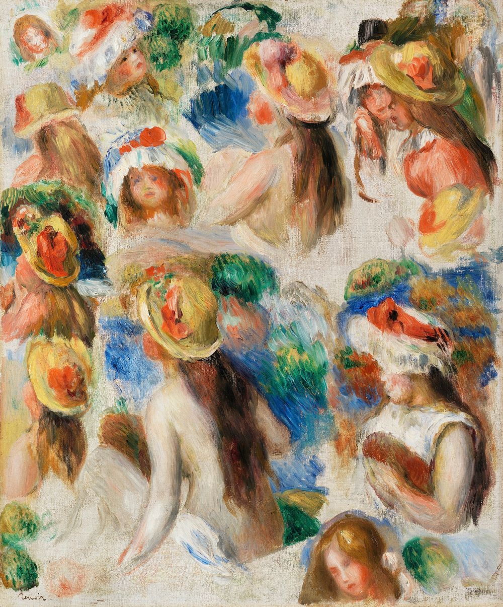 Study of Heads (&Eacute;tude de t&ecirc;tes) (1890) by Pierre-Auguste Renoir. Original from Barnes Foundation. Digitally…
