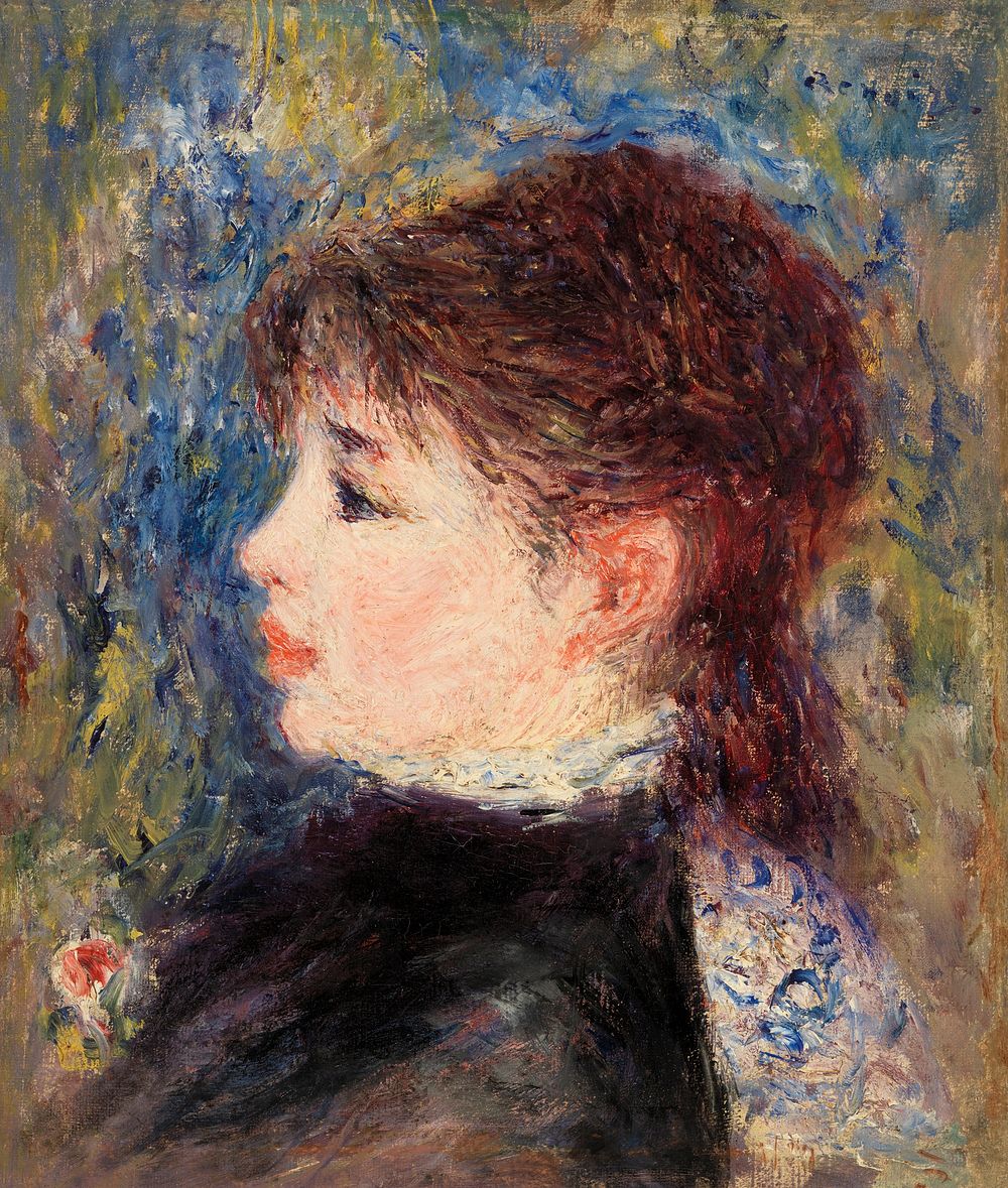 Young Woman with Rose (Jeune fille &Atilde;  la rose) (1877) by Pierre-Auguste Renoir. Original from Barnes Foundation.…
