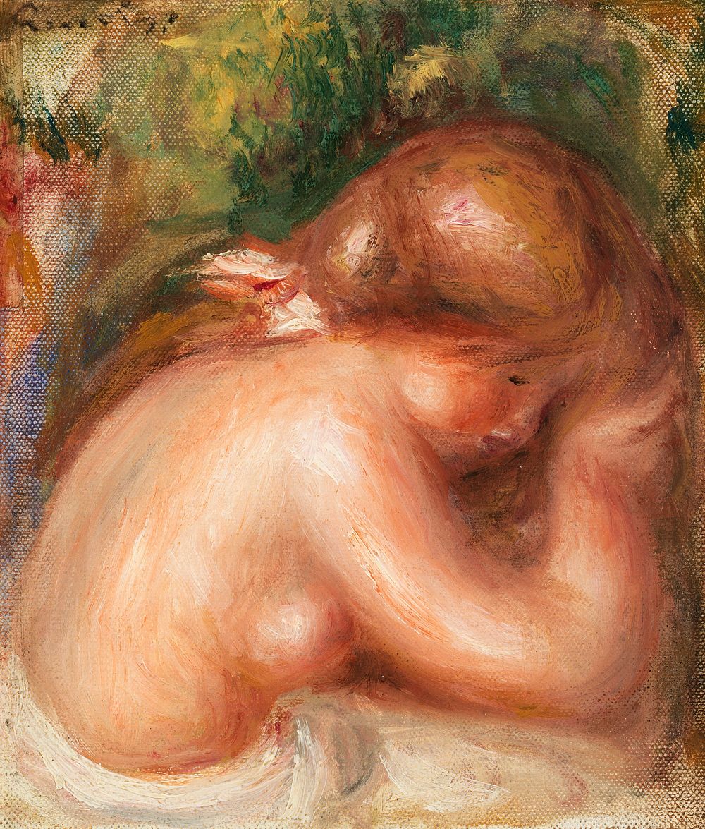 Nude Torso of Young Girl (Torse nu de jeune fille) (1910&ndash;1912) by Pierre-Auguste Renoir. Original from Barnes…