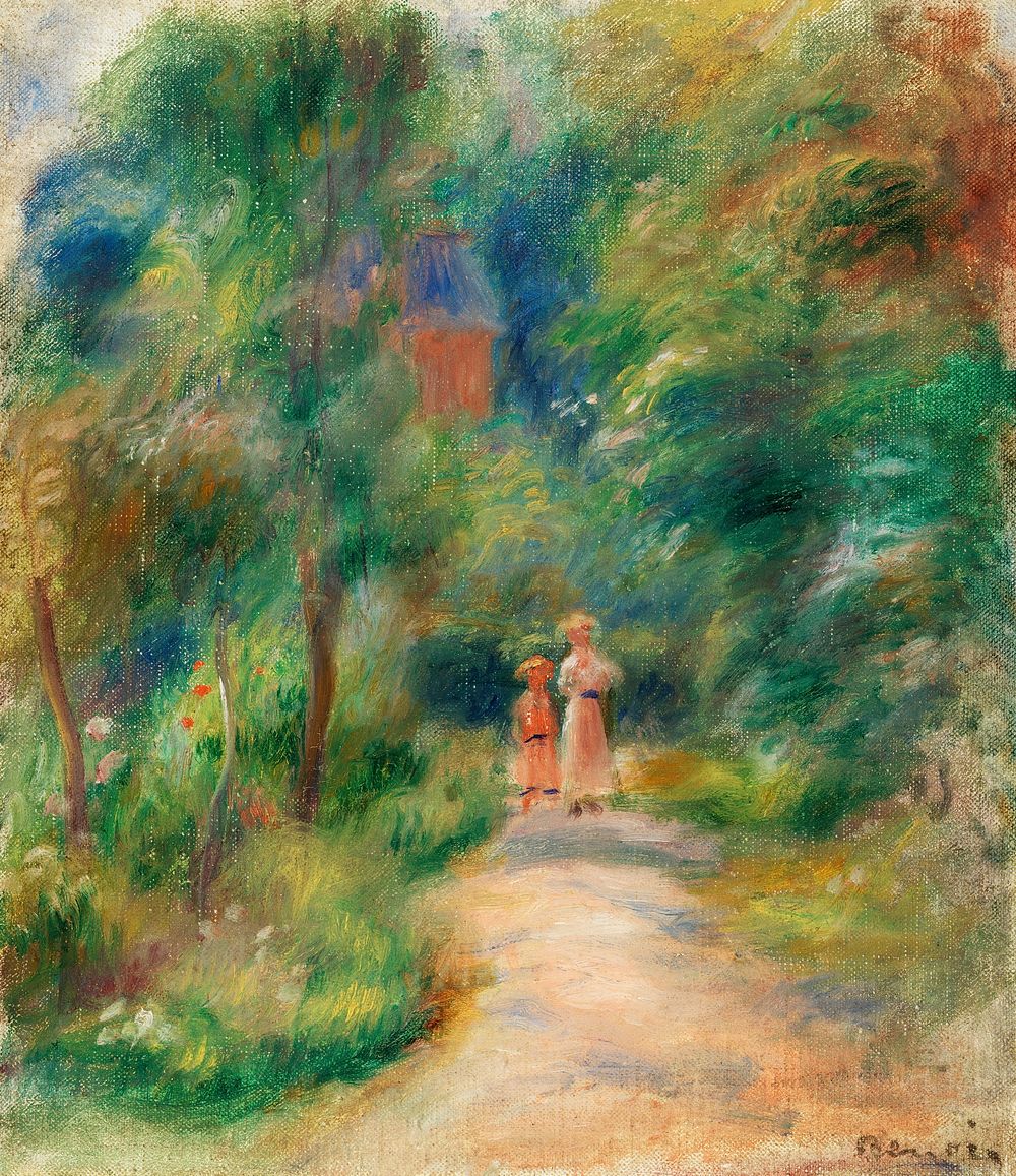 Two Figures on a Path (Deux figures dans un sentier) (1906) by Pierre-Auguste Renoir. Original from Barnes Foundation.…