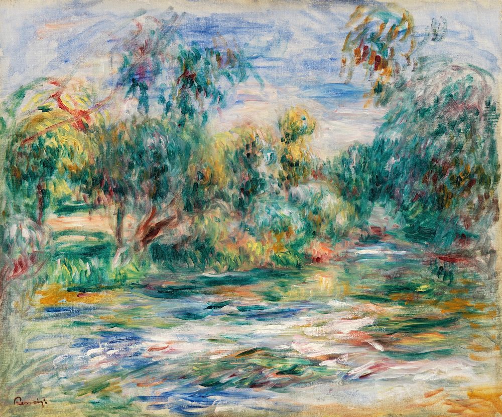 Landscape (Paysage) (1917)  by Pierre-Auguste Renoir. Original from Barnes Foundation. Digitally enhanced by rawpixel.