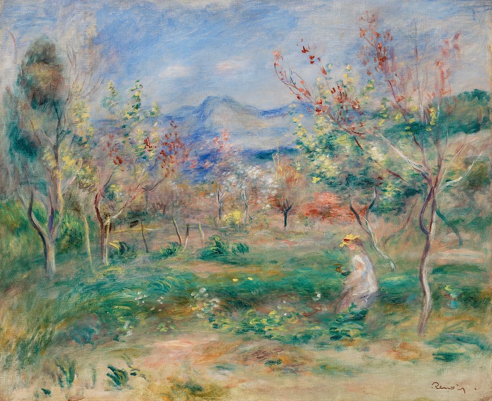 Landscape (Paysage) (1900&ndash;1905) by Pierre-Auguste Renoir. Original from Barnes Foundation. Digitally enhanced by…