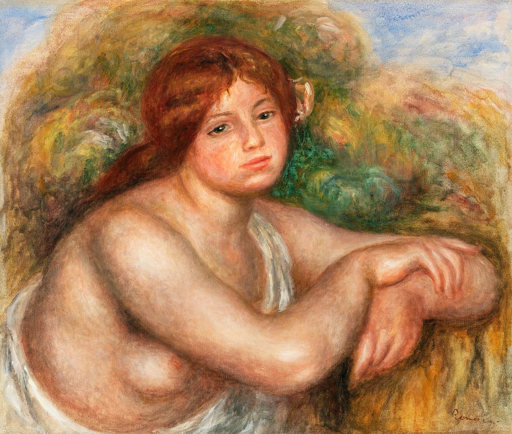 Nude Study, Bust of a Woman (&Eacute;tude de nu, buste de femme) (1910) by Pierre-Auguste Renoir. Original from Barnes…