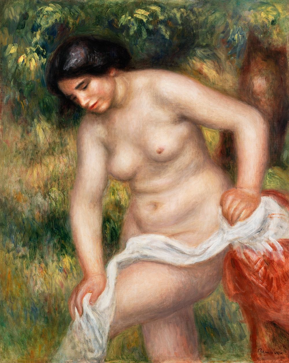 Bather Drying Herself (Baigneuse s'essuyant) (1901–1902) by Pierre-Auguste Renoir. Original from Barnes Foundation.…