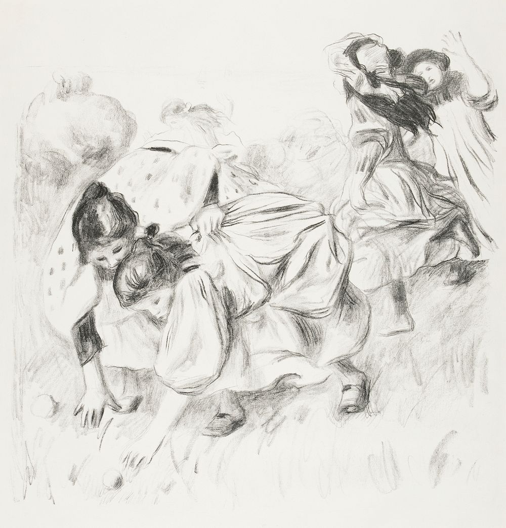 Enfants jouant &agrave; la balle (Children Playing Ball) (1900) by Pierre-Auguste Renoir. Original from Yale University Art…