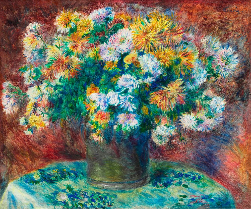 Chrysanthemums (1881&ndash;1882) by Pierre-Auguste Renoir. Original from The Art Institute of Chicago. Digitally enhanced by…