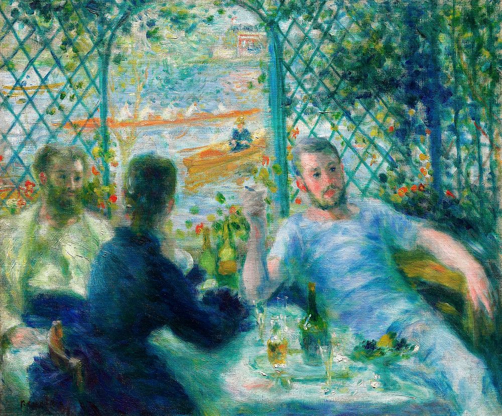 Lunch at the Restaurant Fournaise (The Rowers&rsquo; Lunch) (1875) by Pierre-Auguste Renoir. Original from The Art Institute…