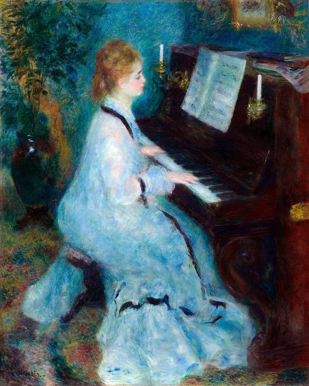 Woman at the Piano (1875&ndash;1876) by Pierre-Auguste Renoir. Original from The Art Institute of Chicago. Digitally…