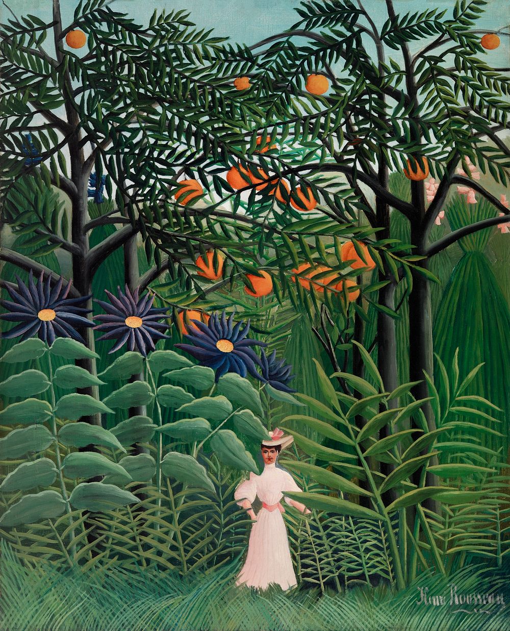 Woman Walking in an Exotic Forest (Femme se promenant dans une for&ecirc;t exotique) (1905) by Henri Rousseau. Original from…