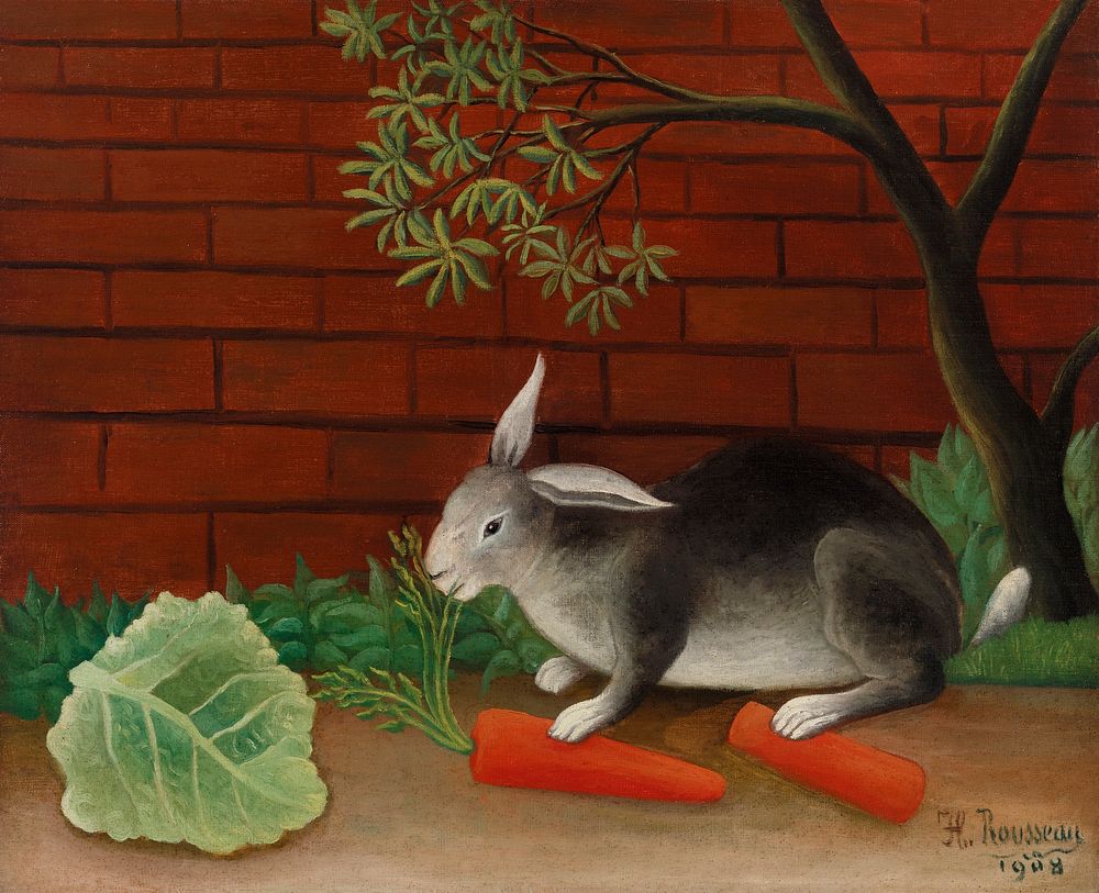 The Rabbit's Meal (Le Repas du lapin) (1908) by Henri Rousseau. Original from Barnes Foundation. Digitally enhanced by…