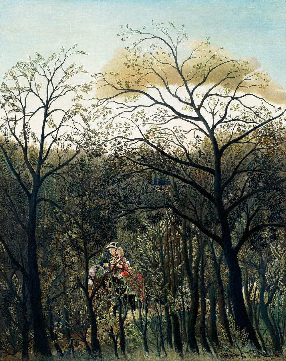 Rendezvous in the Forest (1889) by Henri Rousseau. Original from The National Gallery of Art. Digitally enhanced by rawpixel.