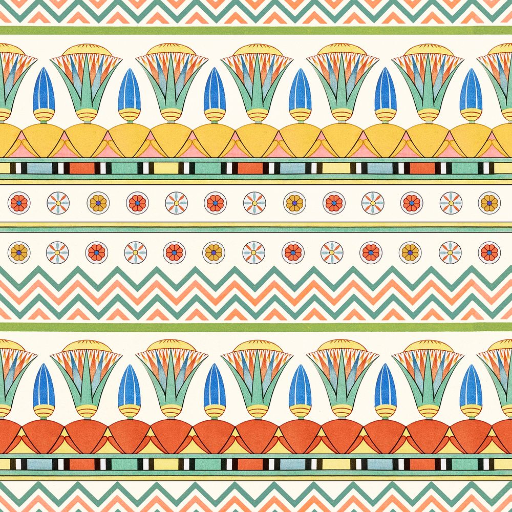 Decorative ancient Egyptian ornament seamless pattern background