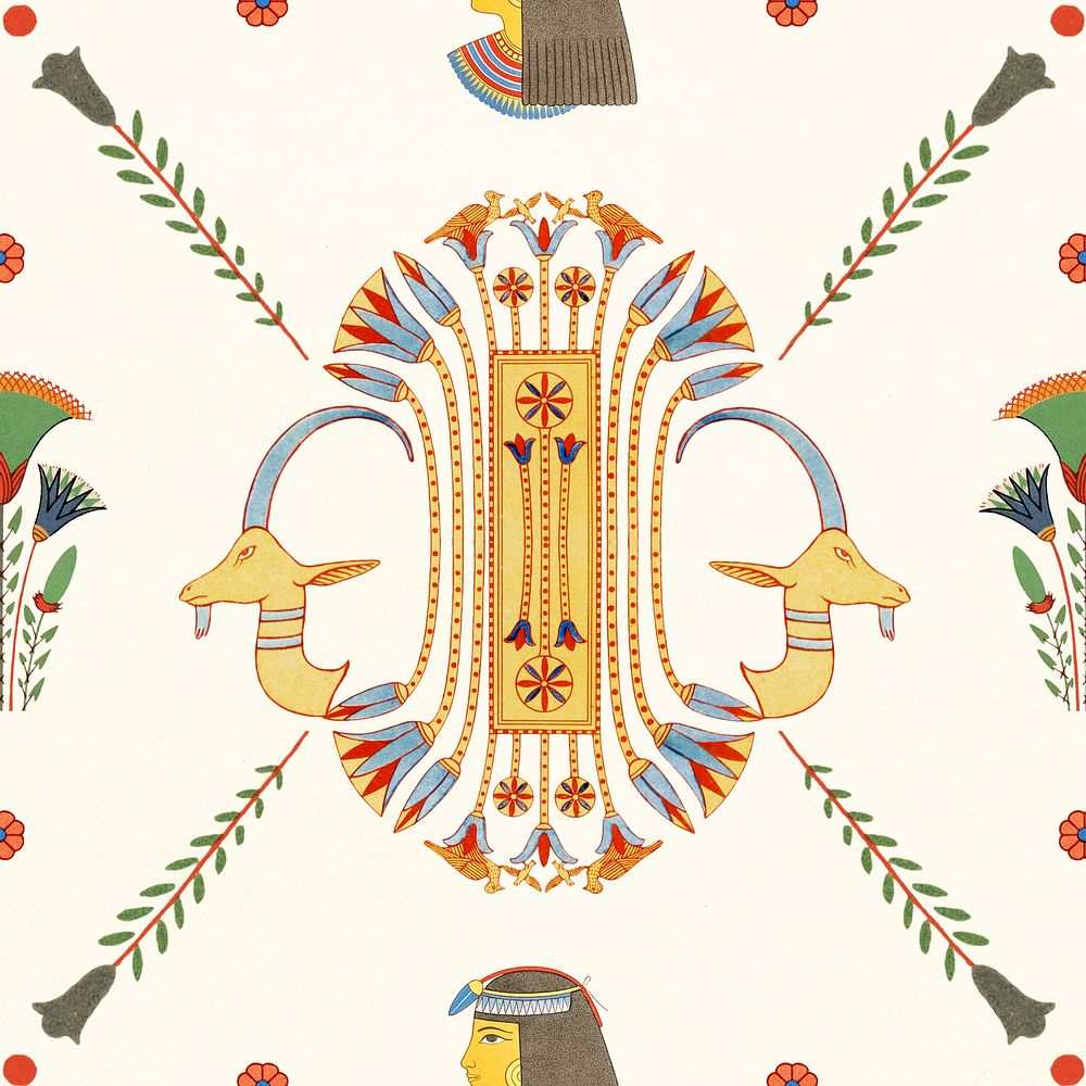 Decorative ancient Egyptian ornament seamless pattern background