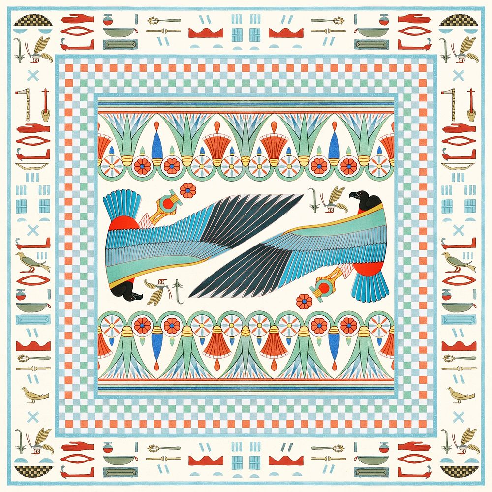 Egyptian ornamental seamless pattern psd background 