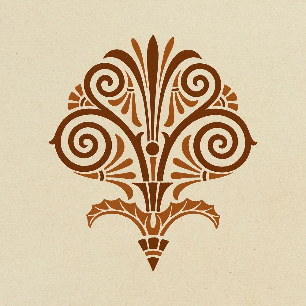 Antique brown Greek ornamental element illustration