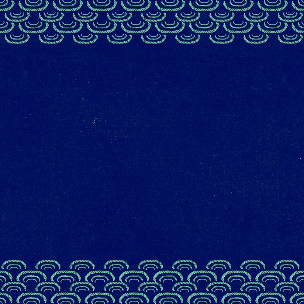 Japanese wave pattern psd frame, remix of artwork by Watanabe Seitei