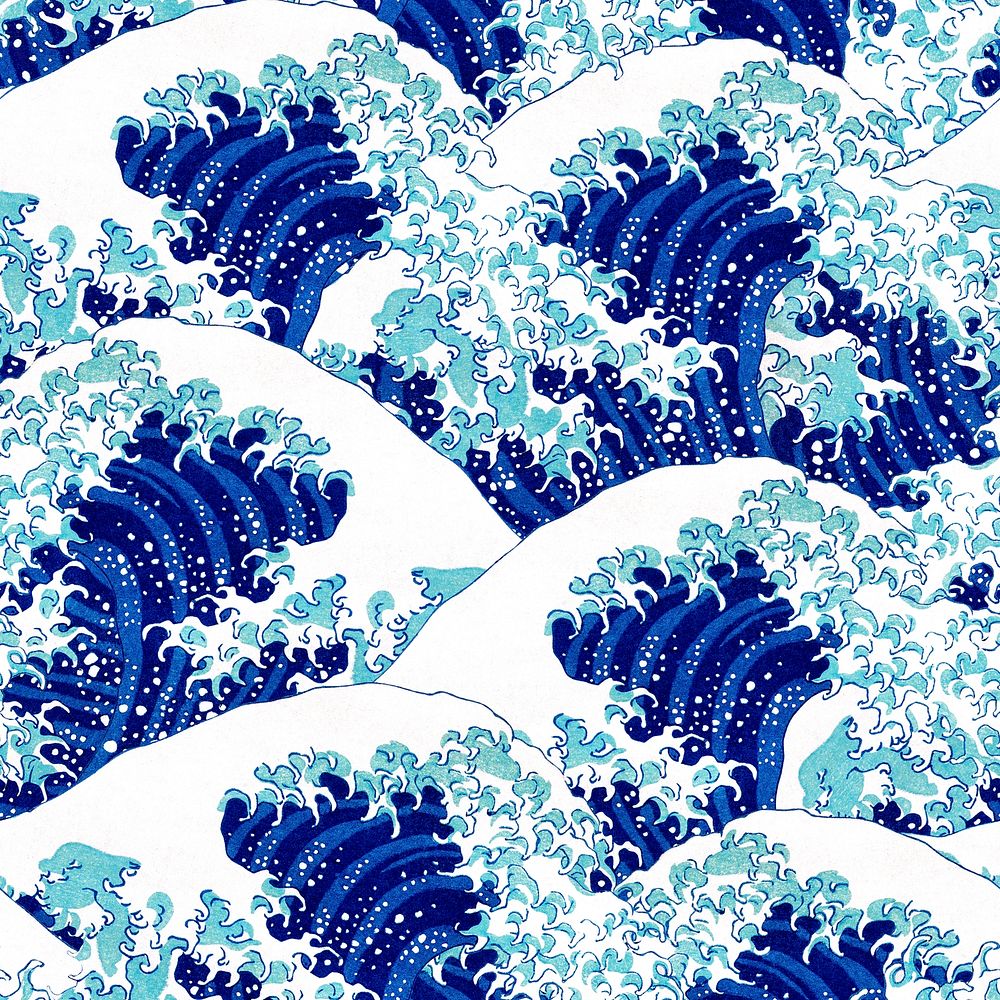 Japanese blue wave psd pattern, remix of artwork by Watanabe Seitei