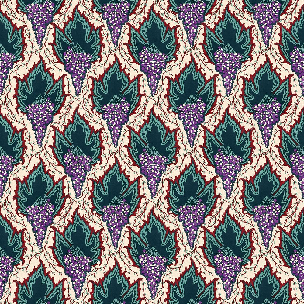 Botanical pattern, seamless Art Nouveau background in oriental style psd