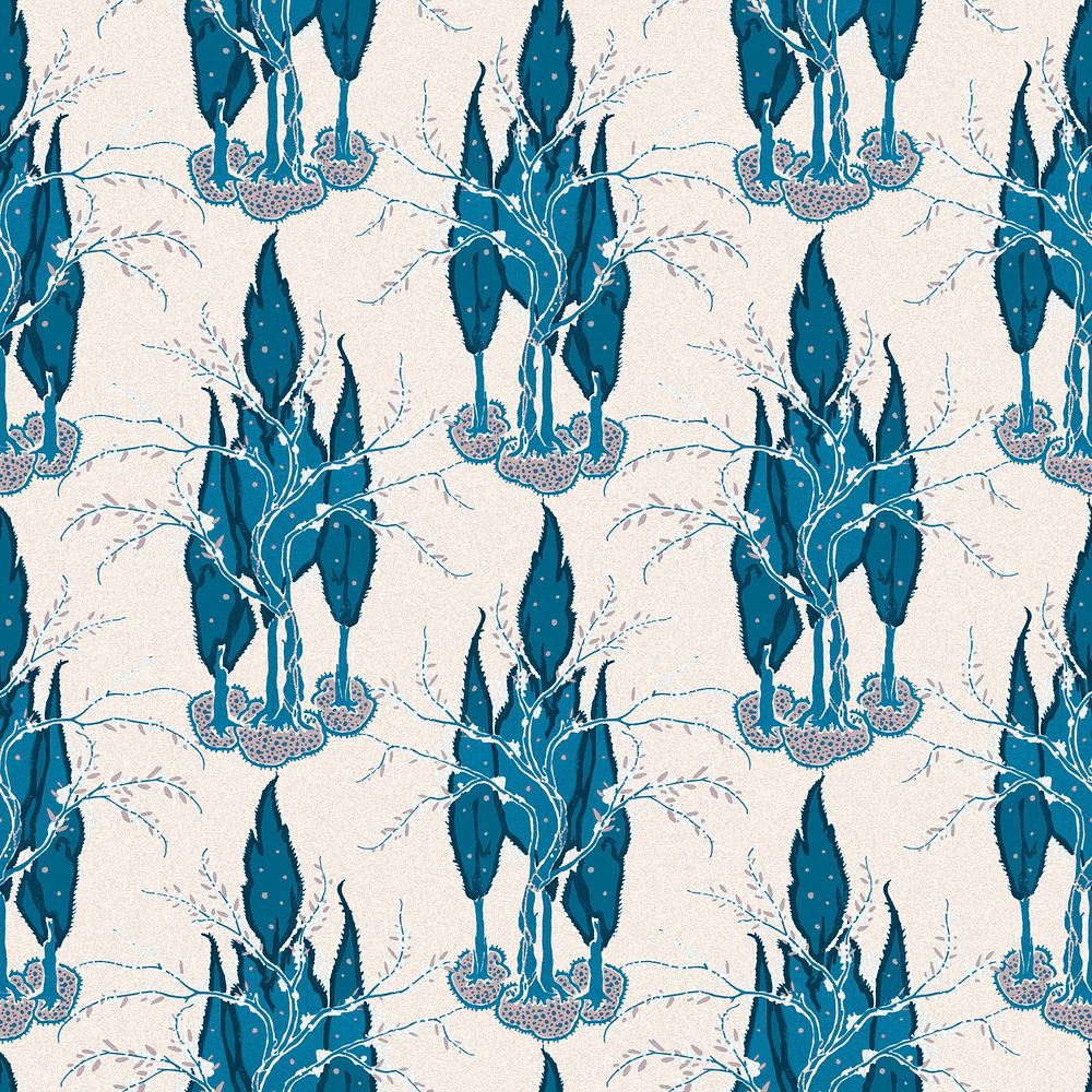Aesthetic botanical pattern, seamless Art Nouveau background in oriental style psd