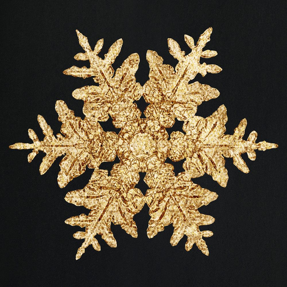 Christmas gold snowflake psd macro photography, remix of art by Wilson Bentley
