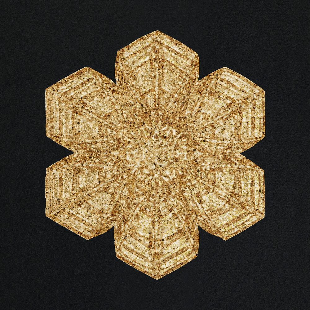 New year gold snowflake psd macro photography, remix of art by Wilson Bentley