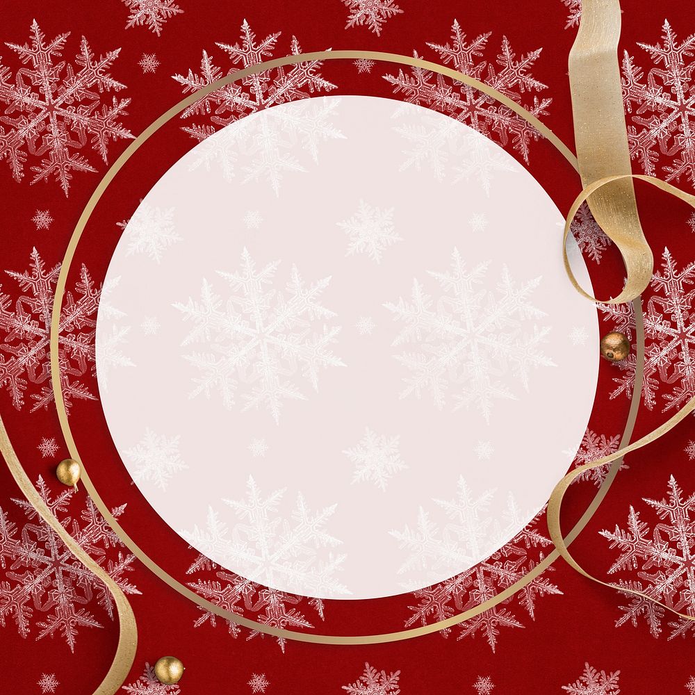 RedChristmas snowflake psd frame, remix of photography by Wilson Bentley