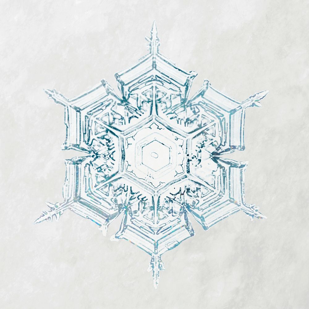 New year snowflake psd macro photography, remix of art by Wilson Bentley