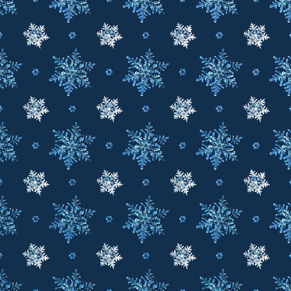 Blue Christmas psd snowflake pattern background, remix of photography by Wilson Bentley