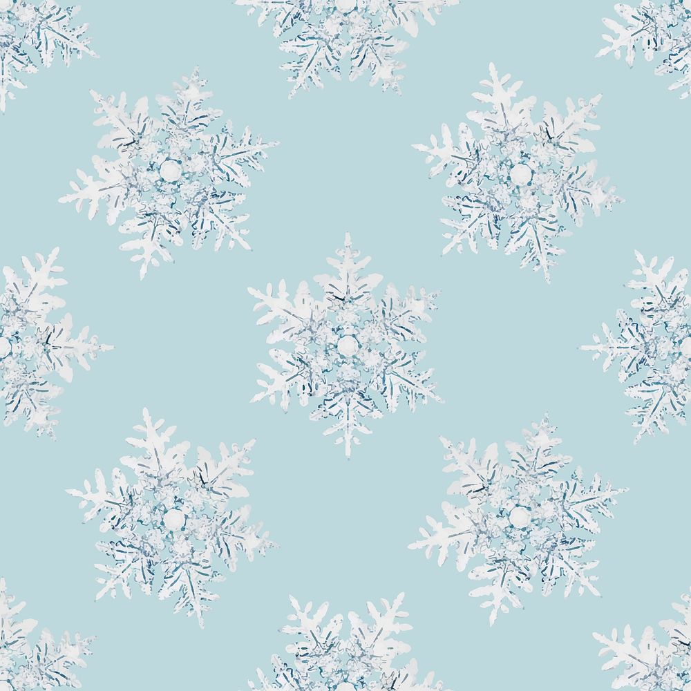 Christmas snowflake seamless pattern background vector, remix of photography by Wilson Bentley