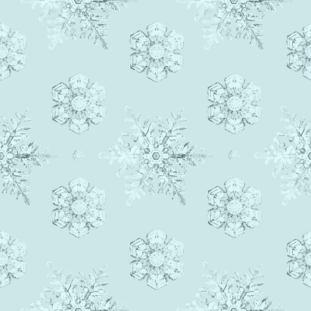 New year psd snowflake seamless pattern background, remix of photography by Wilson Bentley