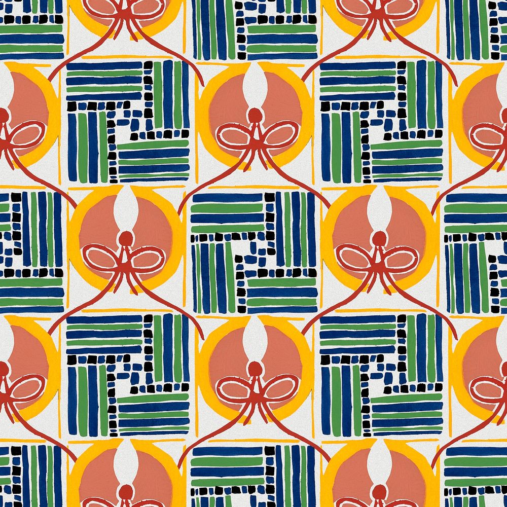 Aesthetic seamless flower pattern background, vintage floral Art Nouveau fabric design psd