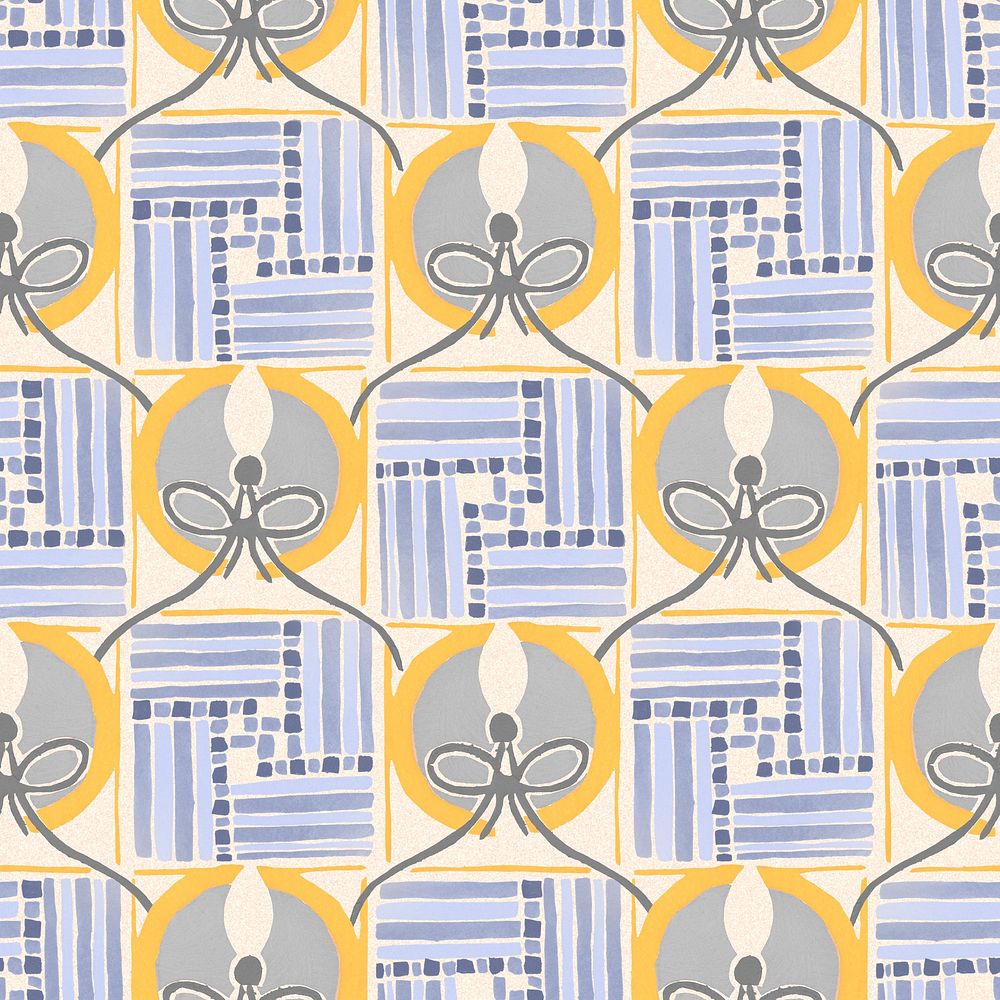 Pastel flower pattern background, vintage floral Art Nouveau fabric design psd