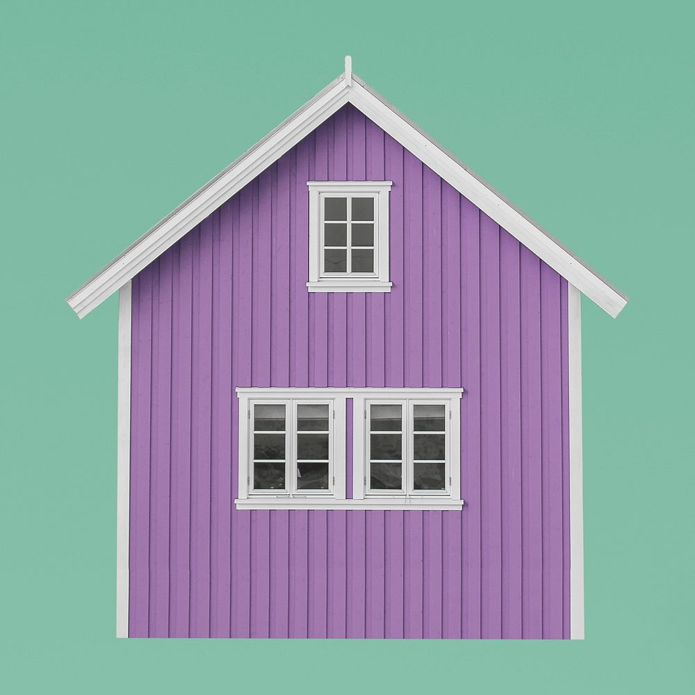 Purple Nordic cabin illustration