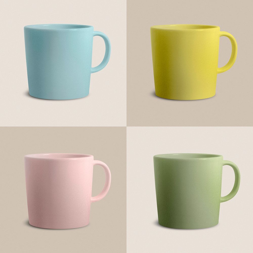 Colorful ceramic coffee cups set