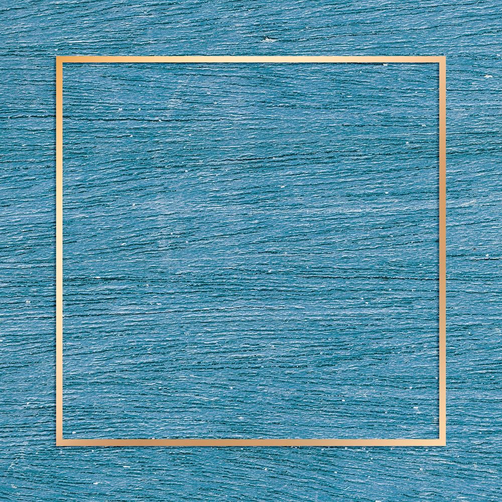 Gold border frame psd on a blue textured background 