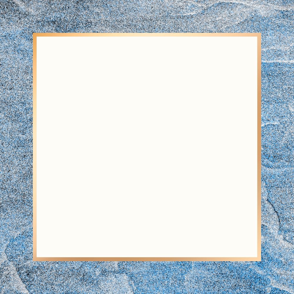 Gold square frame psd blue background 