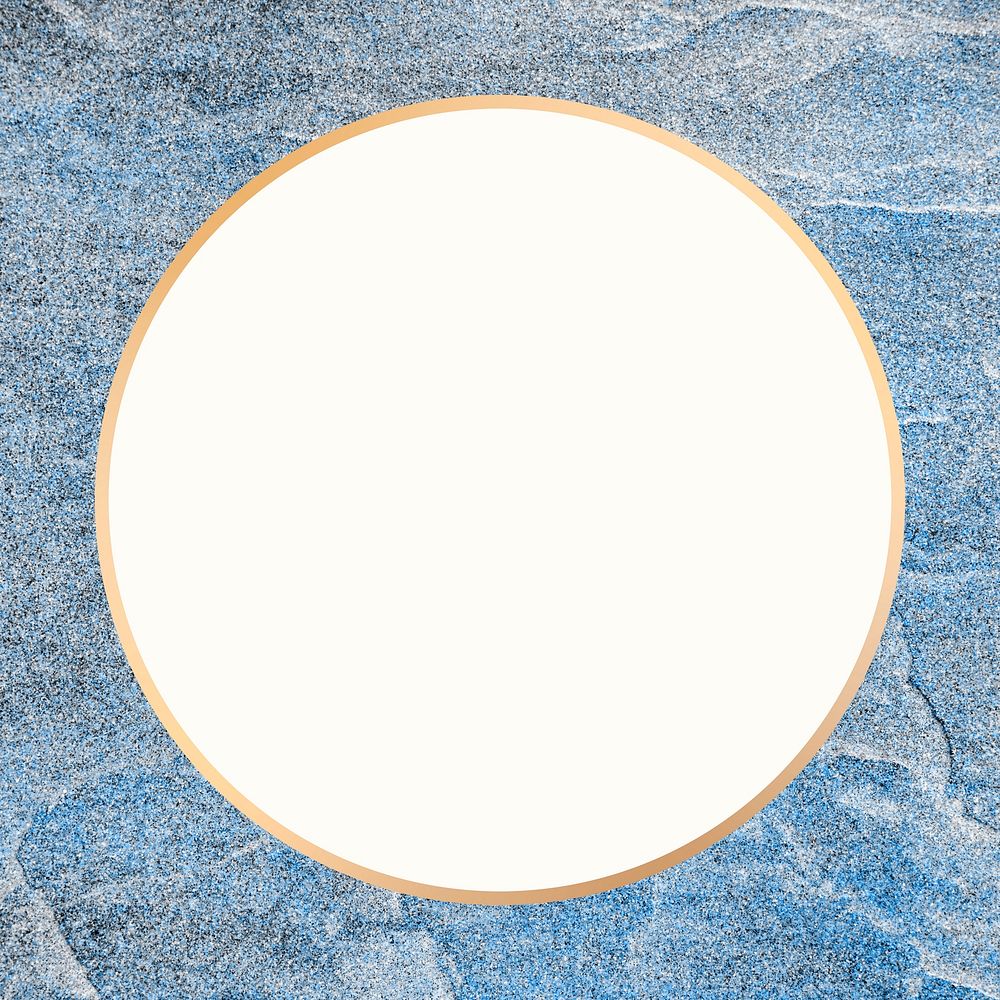 Gold round frame psd on a blue background