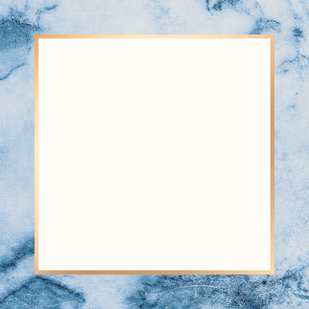 Gold border frame psd blue marble texture