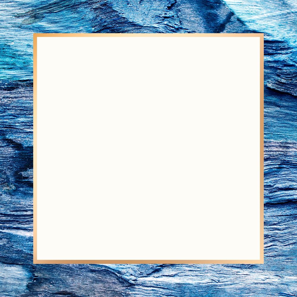 Gold frame psd blue wooden texture