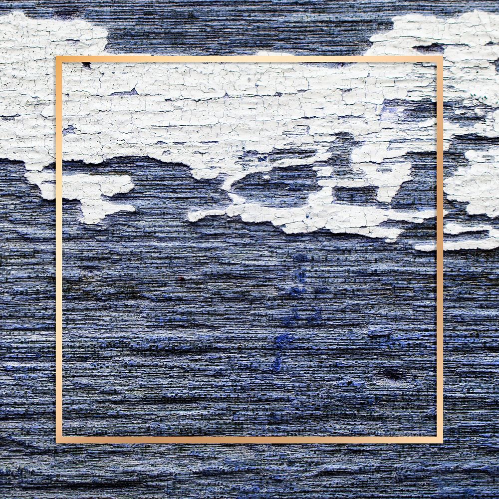 Gold border frame psd blue texture background 