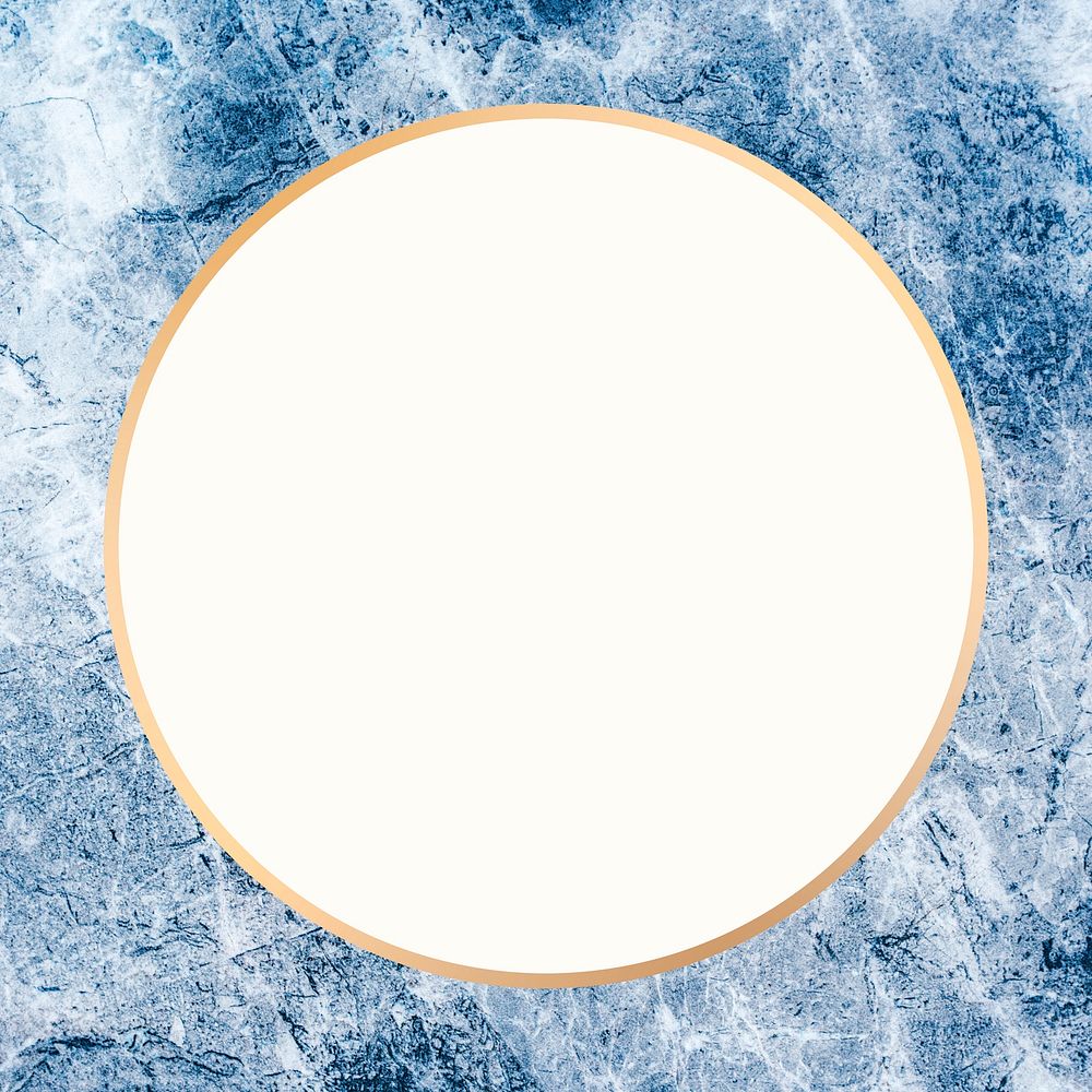 Round gold frame psd marble textured background