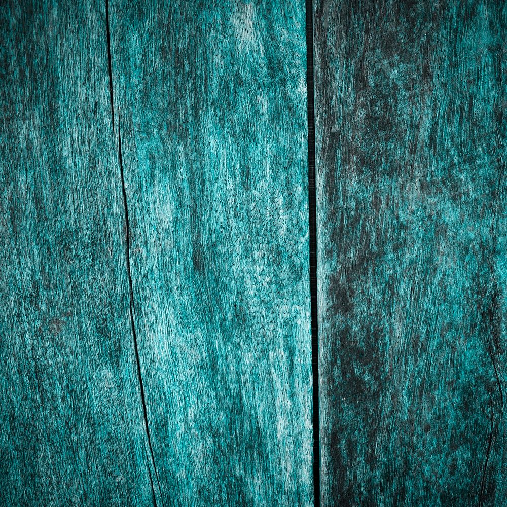 Painted teal plank wood background 