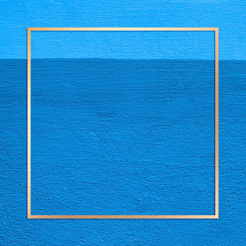 Gold border frame psd blue background 