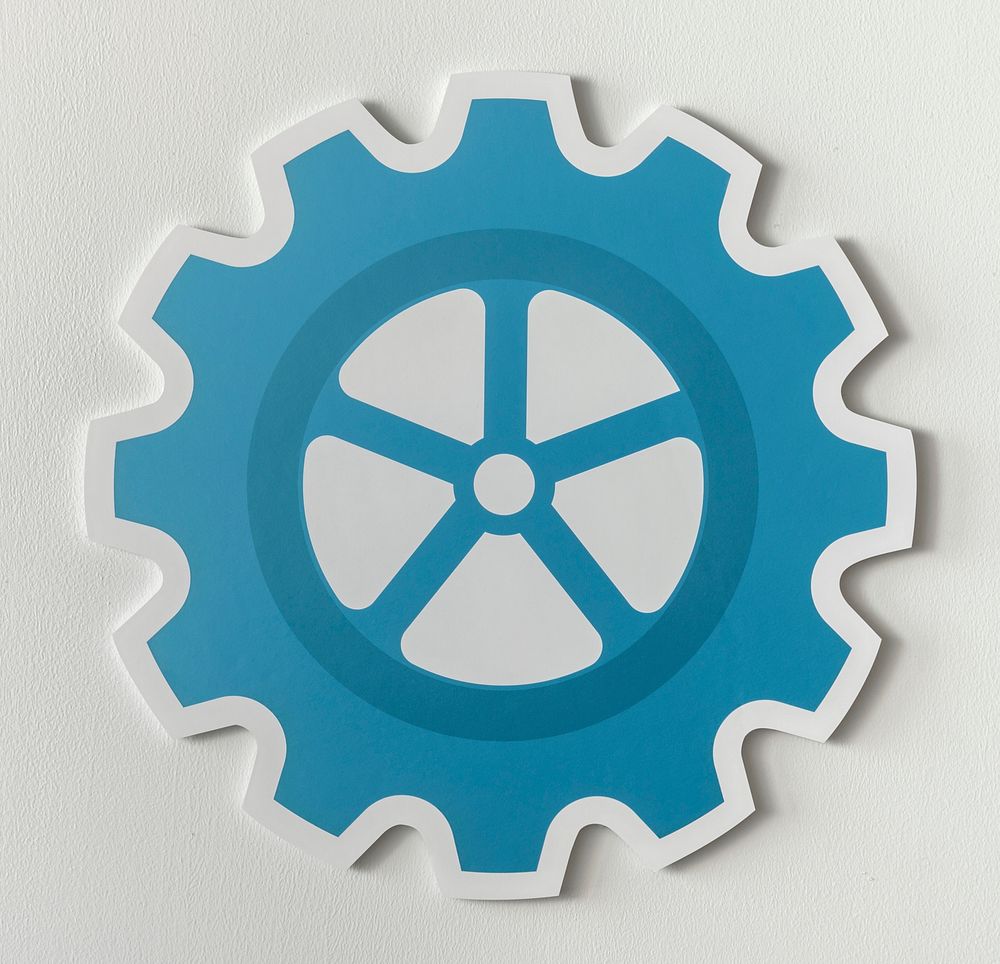 Paper craft of cog wheel icon symbol