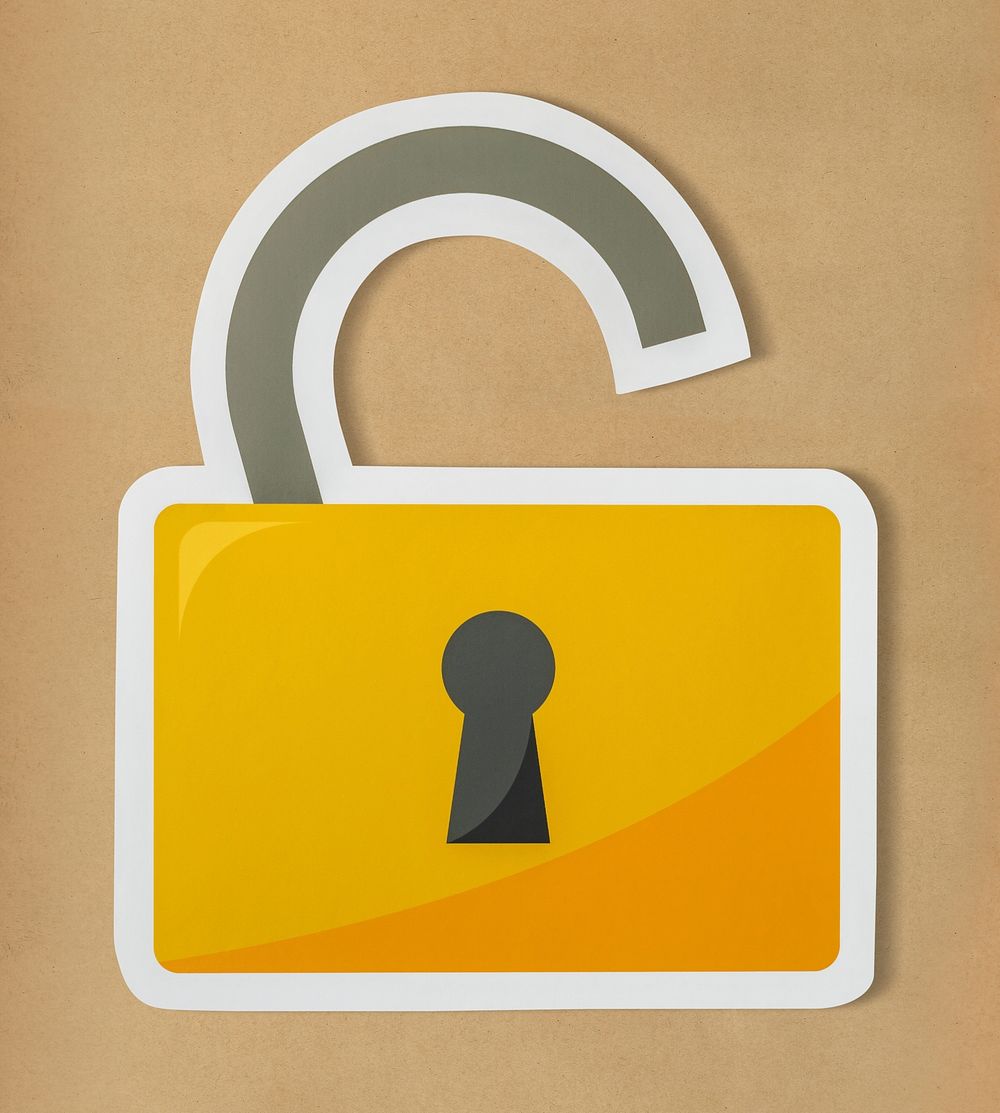 Privacy security open lock icon