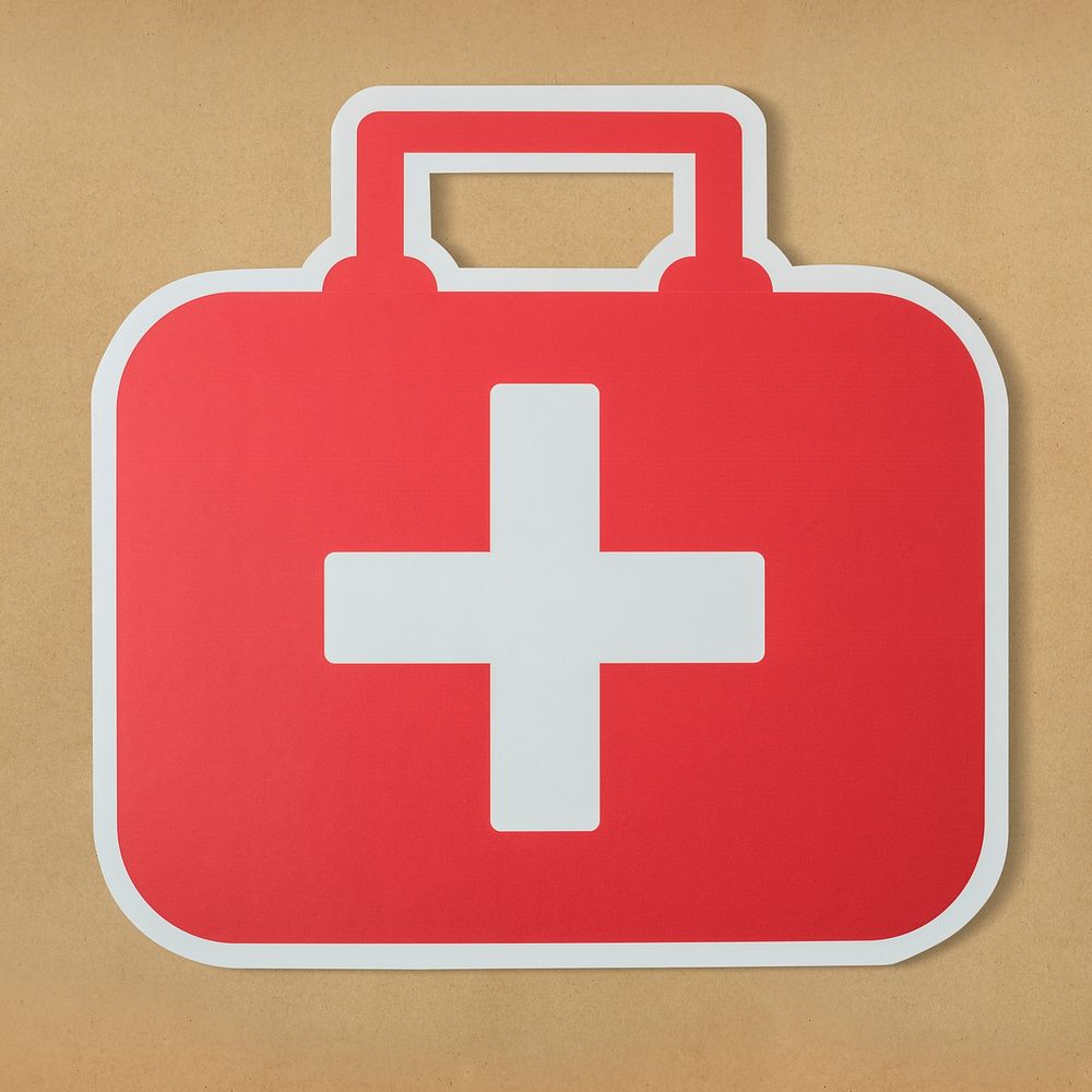 First aid bag paper craft icon